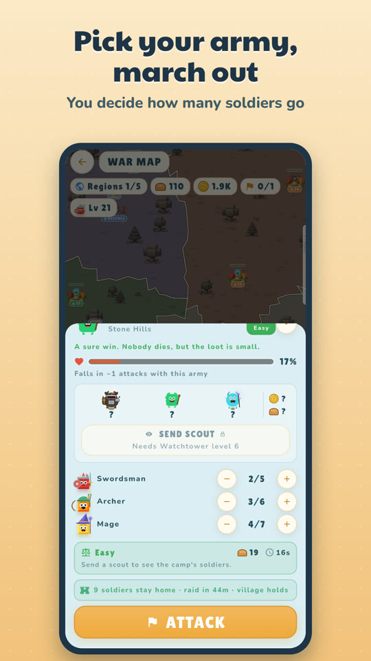 Expedition: choosing how many soldiers go